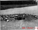 Remains of a blast in a runway, probably Liuzhou after retreat from the Japanese in 1944.