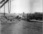 Burned American fighter, a P-51 or P-40, in Guangxi, China.