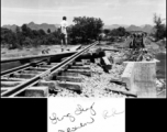 The railway bridge at Lingling, destroyed.  WWII.