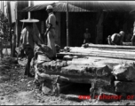 A Chinese Nationalist pill-box fortification being built in the road at an intersection in Guilin, before the Japanese advance in the fall of 1944.