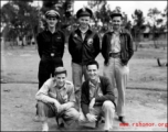 Unidentified personnel of the 491st Bomb Squadron, behind the squadron's hostel, on "Red Dust Hill", Yangkai, China. The 'Ringer Squadron' insigne clearly visible on the man in the center of the rear row . (Info courtesy Tony Strotman)