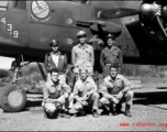 Aircrew poses  at Yangkai, China, beside the B-25J, #"439, of the 491st Bomb Squadron. In the rear are Lt. John Pillsbury (pilot), Lt. Charles H. Watts (p) and Lt. Thomas A. Jackson (navigator-bombardier). The enlisted members are S/Sg Arthur E. Workman (engineer), T/Sgt Robert W. Glaser (radio) and S/Sgt Jack M. Barnes (gunner).