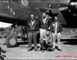 Some combat crewmen  of the 491st Bomb Squadron, with B-25J. #439, at Yangkai, China. They are Lt. Trent Biswell (pilot), Lt. Robert M. Blake (pilot), S/Sgt William J. Copeland (gunner) and S/Sgt Murray Bogel (gunner).