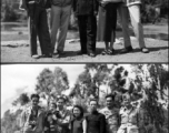 American GIs and Chinese civilians socialize in the CBI during WWII. Eugene Wozniak on far left.