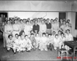 Personnel of  the 491st Bomb Squadron pose for a photo in the mess hall at Yangkai, China, in Oct 1944.  They were attending a 'farewell celebration' .  All of them had been in  the CBI  theater for  on/about  two  years and  were soon to return to the USA.  (Information from William Devries, deceased, provided by Tony Strotman)