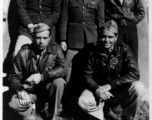 Top, from left: Col. C. D. Vincent, Lt. Col. John Allison, and Col. Bruce K. Holloway.  In foreground, Lt. Col. R. Baumgardner at left and unidentified man at right.  China, 1943, during WWII.