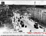 Chowringee Road, Calcutta. The Maidan park is beyond the buildings to the right. During WWII.