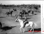 GI horsemen in a benefit rodeo for a leper hospital, Karachi, India, 1943. In the CBI.  Photo from William D. Bowman.