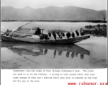 Cormorants line edge of small fishing boat in China, likely in Yunnan, near Kunming. During WWII.  Photo from H. V. Herbert.