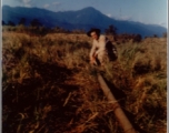 Some of the oil pipeline that stretched from Calcutta, India, to Kunming, China, during WWII. This image, from November 1944, is likely in western Yunnan province or just maybe eastern Burma. This pipeline carried, at various time, diesel and two grades of gasoline.  Photo from George Bottoms.