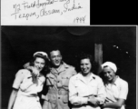 72nd Field Hospital surgery crew, Tezpur, Assam, India, 1944, during WWII. Charlotte Gimmey, William A. O'brien, Bertha Vreusen, and Mimi Grow.  Photo from Gimmey Koch.