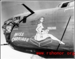 Nose art on B-24  bomber "Miss Carriage" during WWII.