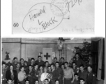 Most of the enlisted men (and a few women) at the China Theater Headquarters at Chongqing (Chungking) at Christmas, 1943. At Red Cross Club.   U. S. Signal Corps photo. From Harold L. Block.