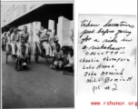 GIs waiting for ride in rickshaws in downtown Calcutta during WWII. Charlie Thompson, Lulu Ames, John Armich, and Milo Borich.