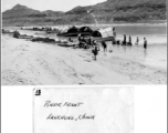 Riverfront with boats and cargo at Lanchung (Langzhong 阆中), Sichuan province, China, during WWII.  Photo from Ed. C. Schaefer.