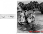 Civilians pump water in a public well in India during WWII.  Photo from Melvin S. Kaye.