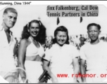 Jinx Falkenburg, Cal Jones, and Chinese tennis players in Kunming, China, 1944.