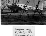 A Japanese plane at Beijing (Peiping), October 1945.  Photo from W. R. McKenzie.