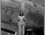 B-29 "Dream Girl" with the real girl. In the CBI during WWII.  Photo from Harold M. Goldsworthy.