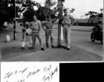 GIs at street intersection in Madras, India, during WWII: Sgt. Bob Schoby, Lt. Miller, and T/Sgt. George Zdanoff.