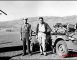 At the front of a B-25, parachute men. Image is looking west across field, Yangkai, Spring 1945. Ted & Estes.