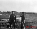 Fernand Arel & unknown person at K.P. (kitchen patrol),  New Malir, Dec. 1942.