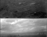 Rural landscapes as seen from a B-25 Mitchell, in SW China, or Indochina, or the China-Burma border area.  Karst mountains can be seen clearly in the lower image.