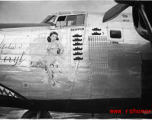 Nose art of a Consolidated B-24 bomber "Miss Beryl." In China during WWII, most likely at Luliang.