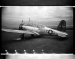 A Vultee BT-13 Valiant "trainer aircraft" with tail #122455. At the American air base at Luliang during WWII.