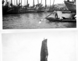 Boats on a river, possibly Whangpoo River, in Shanghai, China, during WWII.