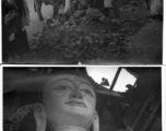 A street scene in India (or Burma), and a war-blasted Buddha in Burma. During WWII.