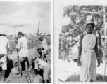 Laborers dig (left), and girl balances water vessel on her head (right).  Scenes in India witnessed by American GIs during WWII. For many Americans of that era, with their limited experience traveling, the everyday sights and sounds overseas were new, intriguing, and photo worthy.